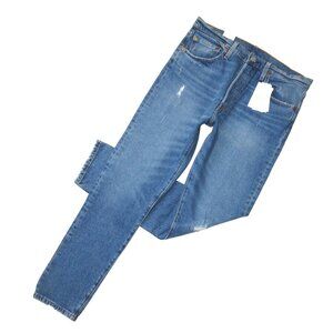NWT Levi's 501 Skinny in Post Modern Blue Heavyweight Stretch Denim Crop Jean 30